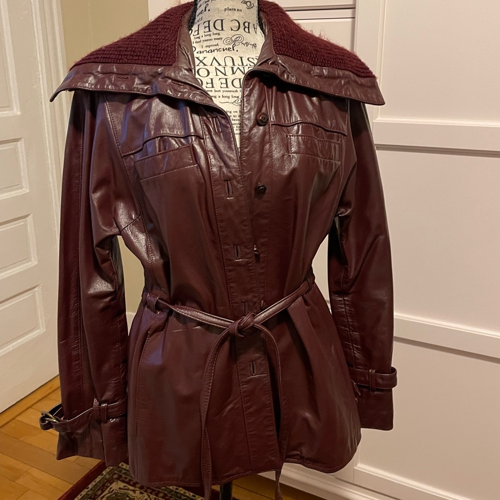 Vintage Etienne Aigner Burgundy Leather Jacket
